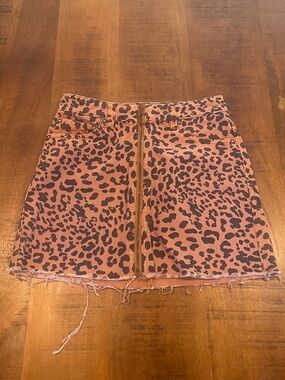 We The Free Leopard Print Mini Skirt with Center Zip